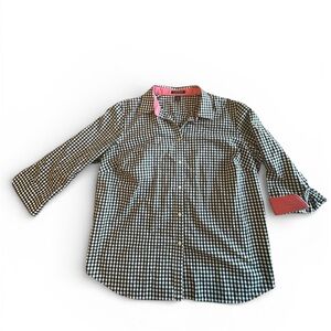 Lauren Ralph Lauren black and white checkered button-up shirt with pink